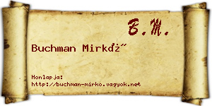 Buchman Mirkó névjegykártya